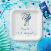 Assiettes En Carton Blue Peonies Mason Jar Anniversaire (Fête)
