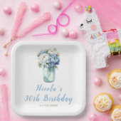 Assiettes En Carton Blue Peonies Mason Jar Anniversaire (Fête)