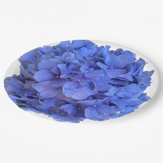 Assiettes En Carton Blue periwinkel élégantes hydrangées florales (Angle)