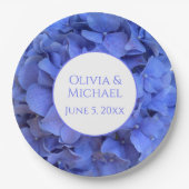 Assiettes En Carton Blue periwinkel élégantes hydrangées florales (Devant)