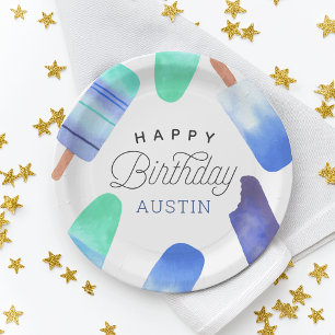 Assiettes En Carton Blue Popsicle Parti Anniversaire de enfant personn