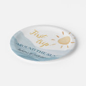 Assiettes En Carton Blue Premier Voyage Autour Du Soleil Plaques Papie (Angle)