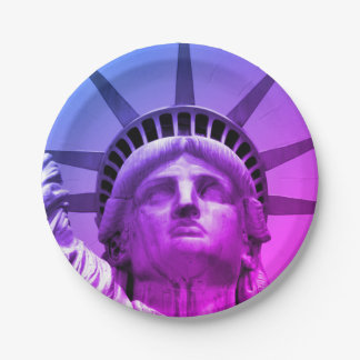 Assiettes En Carton Blue Purple Pop Art Statue de la Liberté New York