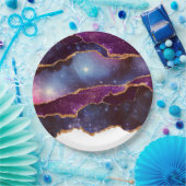 Assiettes En Carton Blue & Purple Space & Stars Agate moderne (Fête)