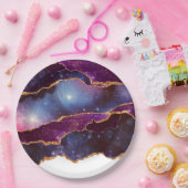 Assiettes En Carton Blue & Purple Space & Stars Agate moderne (Fête)