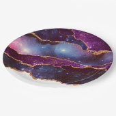 Assiettes En Carton Blue & Purple Space & Stars Agate moderne (Angle)