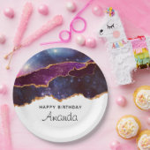 Assiettes En Carton Blue & Purple Space & Stars Moderne Agate Annivers (Fête)
