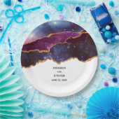 Assiettes En Carton Blue & Purple Space & Stars Moderne Agate Mariage (Fête)