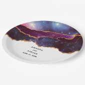 Assiettes En Carton Blue & Purple Space & Stars Moderne Agate Mariage (Angle)