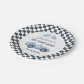 Assiettes En Carton Blue Race Car Boy 1er Anniversaire (Angle)