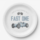 Assiettes En Carton Blue Race Car Fast Un 1er anniversaire fête (Devant)