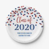 Assiettes En Carton Blue Red Confetti Graduation 2020 (Devant)