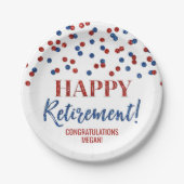 Assiettes En Carton Blue Red Confetti joyeuse retraite (Devant)