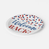 Assiettes En Carton Blue Red Confetti Welcome Back Papier Plaques (Angle)
