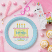Assiettes En Carton Blue Rose Jaune 5e Anniversaire Nom gâteau (Fête)