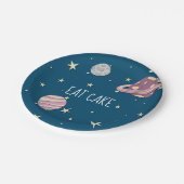 Assiettes En Carton Blue Rose Manger Gâteau Espace Jaune Étoiles (Angle)