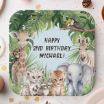 Assiettes En Carton Blue Safari Animal Thémé bébé garçon 2e anniversai<br><div class="desc">Entrez dans un monde fantastique d'aventure avec PixeliaDesigns Safari Jungle Animaux Thématique Baby Boy 2nd Birthday Paper Plate, un ajout délicieux à la célébration d'anniversaire de tout petit garçon. Chaque assiette présente un design enchanteur d'animaux de bébé aquarellés, dont une girafe, un tigre, un éléphant, un zèbre et plus encore,...</div>