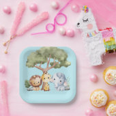 ASSIETTES EN CARTON BLUE SAFARI BABY SHOWER (Fête)
