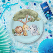 ASSIETTES EN CARTON BLUE SAFARI BABY SHOWER (Fête)