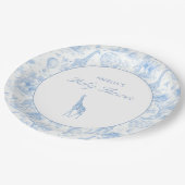 Assiettes En Carton Blue Safari Toile De Jouy Boy Baby Shower (Angle)
