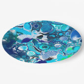 Assiettes En Carton Blue Sea bulles Art Abstrait (Angle)