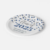 Assiettes En Carton Blue Silver Confetti Graduation 2025 (Angle)