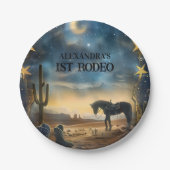 Assiettes En Carton Blue Sky Rustic Cowboy 1st Birthday Rodeo (Devant)