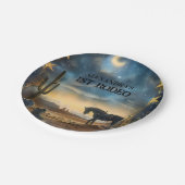 Assiettes En Carton Blue Sky Rustic Cowboy 1st Birthday Rodeo (Angle)