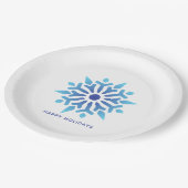 Assiettes En Carton Blue Snowflake Joyeuses Fêtes (Angle)