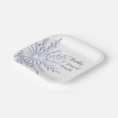 Assiettes En Carton Blue Snowflake on White Winter Wedding (Angulaire)