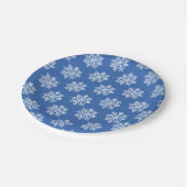 Assiettes En Carton Blue Snowflake Winter Pattern Christmas Holiday (Angle)