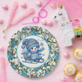 Assiettes En Carton Blue Snowman (Fête)