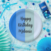 Assiettes En Carton Blue Stripes Joyeux Anniversaire (Fête)