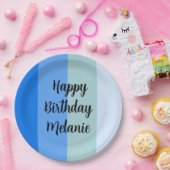 Assiettes En Carton Blue Stripes Joyeux Anniversaire (Fête)