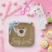 Assiettes En Carton Blue Teddy On Peut Attendre Un Baby shower Garçon (Fête)