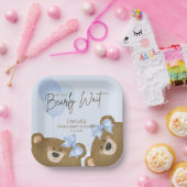 Assiettes En Carton Blue Teddy On Peut Attendre Un Baby shower Garçon (Fête)