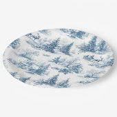 Assiettes En Carton Blue Toile Christmas Pattern  (Angle)