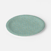 Assiettes En Carton Blue Turquoise Honeycomb Gold Parties scintillant (Angle)