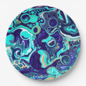 Assiettes En Carton Blue Turquoise Ocean Swils Fluid Art (Devant)
