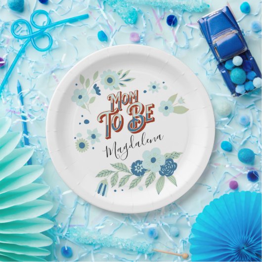 Assiettes En Carton Blue Turquoise Vert Fleurs Maman À Être (Fête)