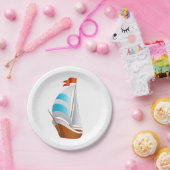 Assiettes En Carton Blue Turquoise Voilier Nautique Plage Mariage (Fête)