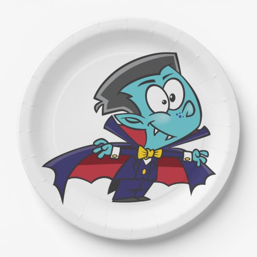 Assiettes En Carton Blue Vampire Boy with Cape Cute Dracula (Devant)
