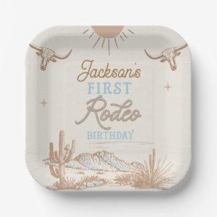 Assiettes En Carton Blue Vintage Desert First Rodeo 1er anniversaire
