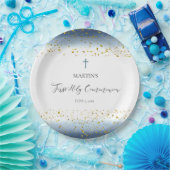 Assiettes En Carton blue watercolor  First Communion (Fête)