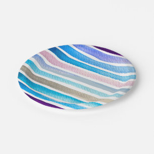Assiettes En Carton Blue watercolor stripes painted