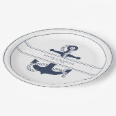 Assiettes En Carton Blue Wave Ancre Mariage V2 Navy/Wht ID836 (Angle)