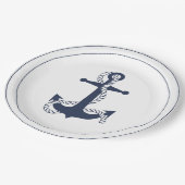 Assiettes En Carton Blue Wave Ancre Navy/Wht ID836 (Angle)