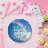 Assiettes En Carton Blue Wave Election 2026 (Fête)