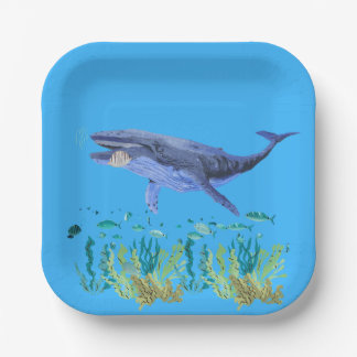 Assiettes En Carton Blue, Whale, Ocean, Fish