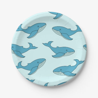 Assiettes En Carton Blue Whales Motif Ocean Theme Party